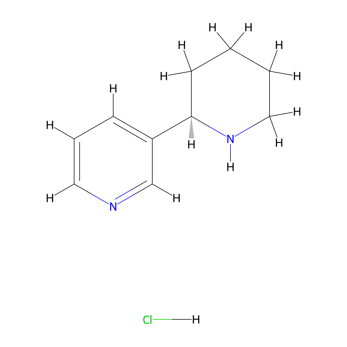 (R)-3-(Piperidin-2-yl)pyridine hydrochloride molecular structure, CAS 1055196-29-6