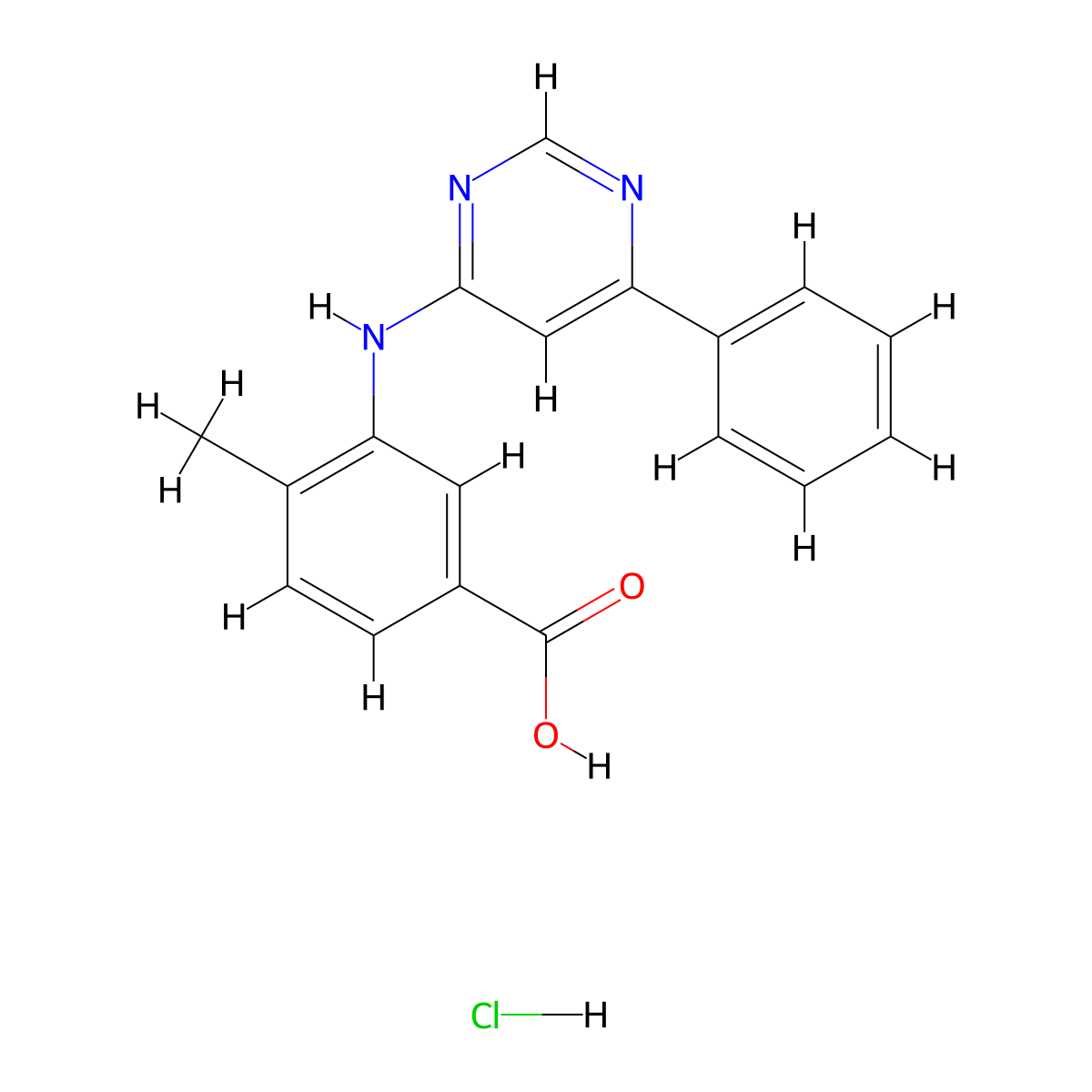 4-Methyl-3-[(6-phenylpyrimidin-4-yl)amino]benzoic acid hydrochloride molecular structure, CAS 1055196-62-7