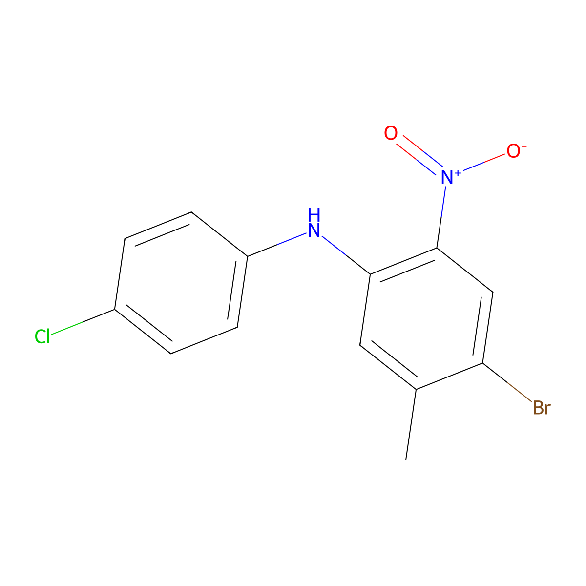 4-Bromo-N-(4-chlorophenyl)-5-methyl-2-nitroaniline molecular structure, CAS 105520-45-4
