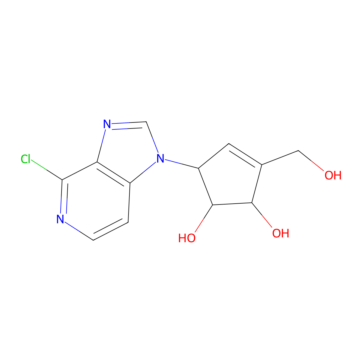 (1S,2R,5R)-5-(4-Chloro-1H-imidazo[4,5-c]pyridin-1-yl)-3-(hydroxymethyl)cyclopent-3-ene-1,2-diol molecular structure, CAS 105522-08-5