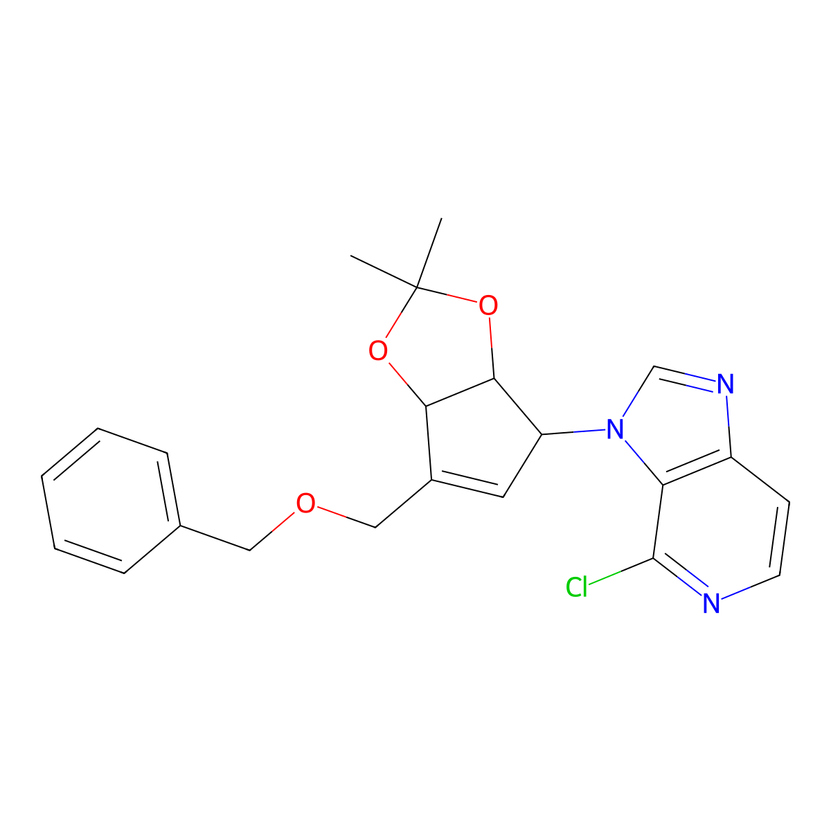 3-((3aS,4R,6aR)-6-(benzyloxymethyl)-2,2-dimethyl-4,6a-dihydro-3aH-cyclopenta[d][1,3]dioxol-4-yl)-4-chloro-3H-imidazo[4,5-c]pyridine molecular structure, CAS 105522-24-5