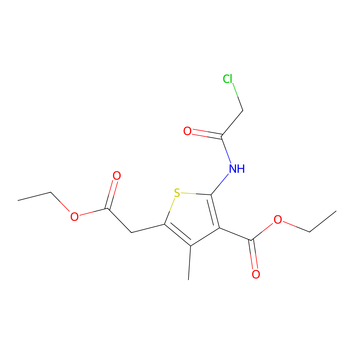2-Thiopheneacetic acid, 4-carboxy-5-(2-chloroacetamido)-3-methyl-, diethyl ester molecular structure, CAS 105522-79-0