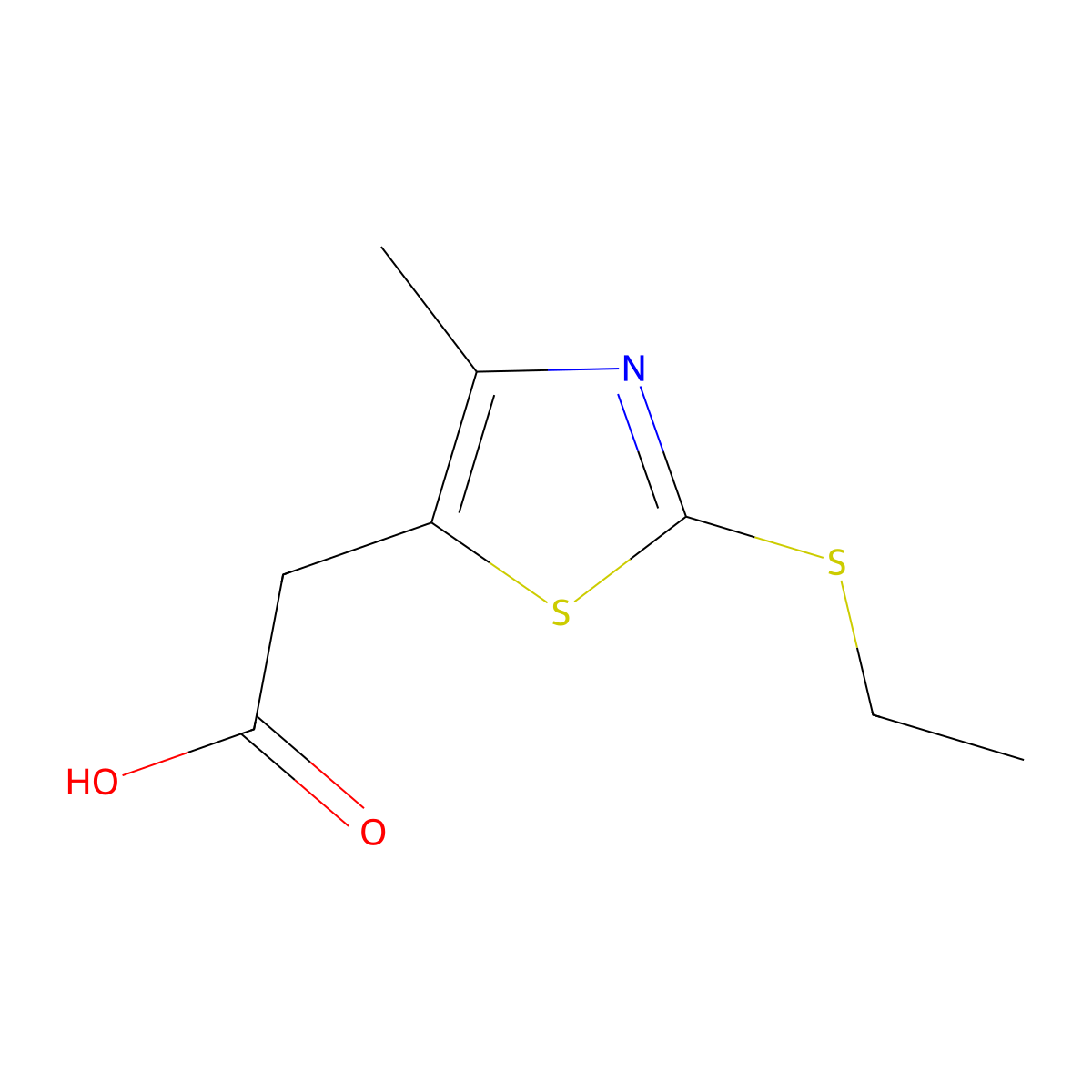 2-(2-(Ethylthio)-4-methylthiazol-5-yl)acetic acid molecular structure, CAS 105523-29-3