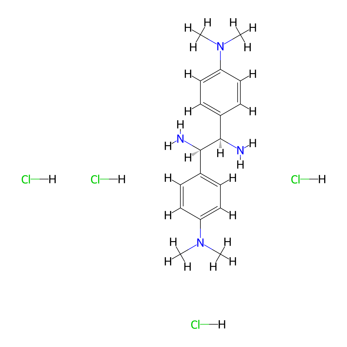 (1R,2R)-1,2-Bis(4-(dimethylamino)phenyl)ethane-1,2-diamine tetrahydrochloride molecular structure, CAS 1055301-15-9
