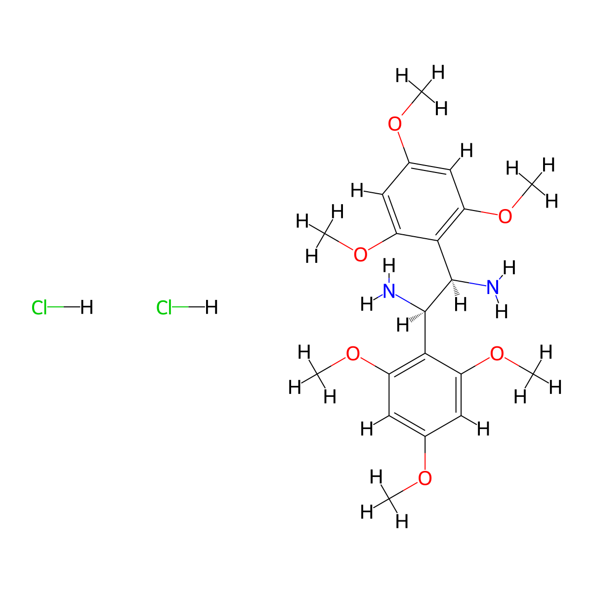 (R,R)-1,2-Bis(2,4,6-trimethoxyphenyl)-1,2-ethanediamine dihydrochloride molecular structure, CAS 1055301-18-2