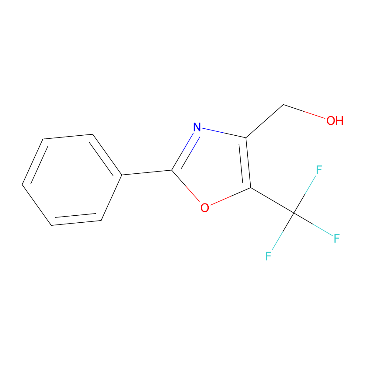 [2-Phenyl-5-(trifluoromethyl)-1,3-oxazol-4-yl]methanol molecular structure, CAS 1055303-62-2