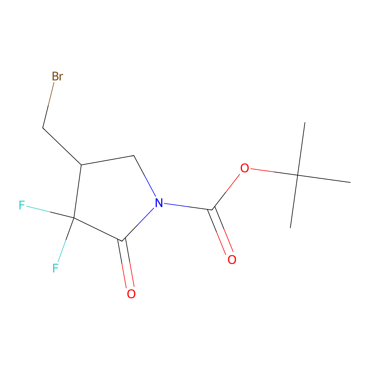 Tert-butyl 4-(bromomethyl)-3,3-difluoro-2-oxopyrrolidine-1-carboxylate molecular structure, CAS 1055306-63-2