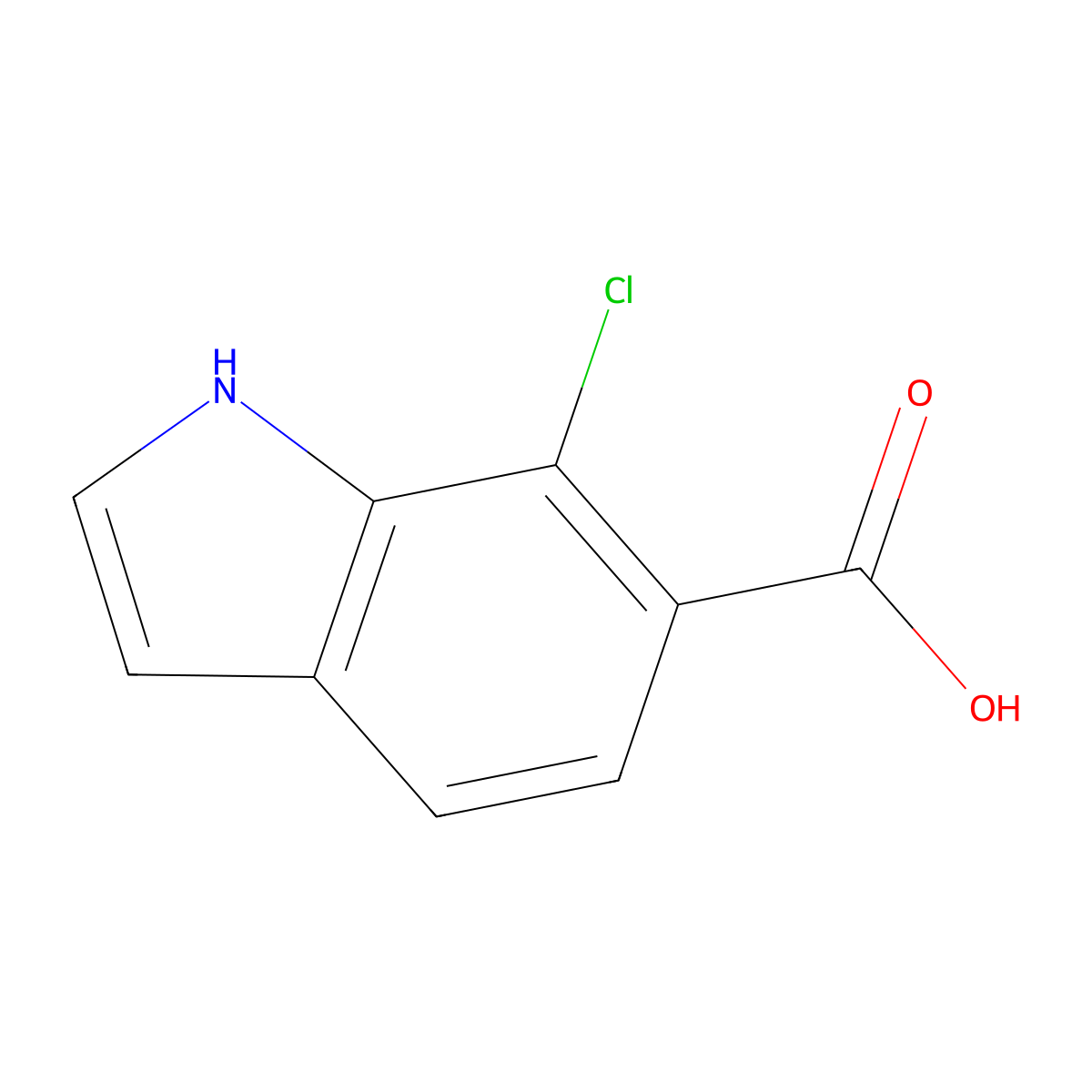 7-chloro-1H-indole-6-carboxylic acid molecular structure, CAS 1055320-72-3
