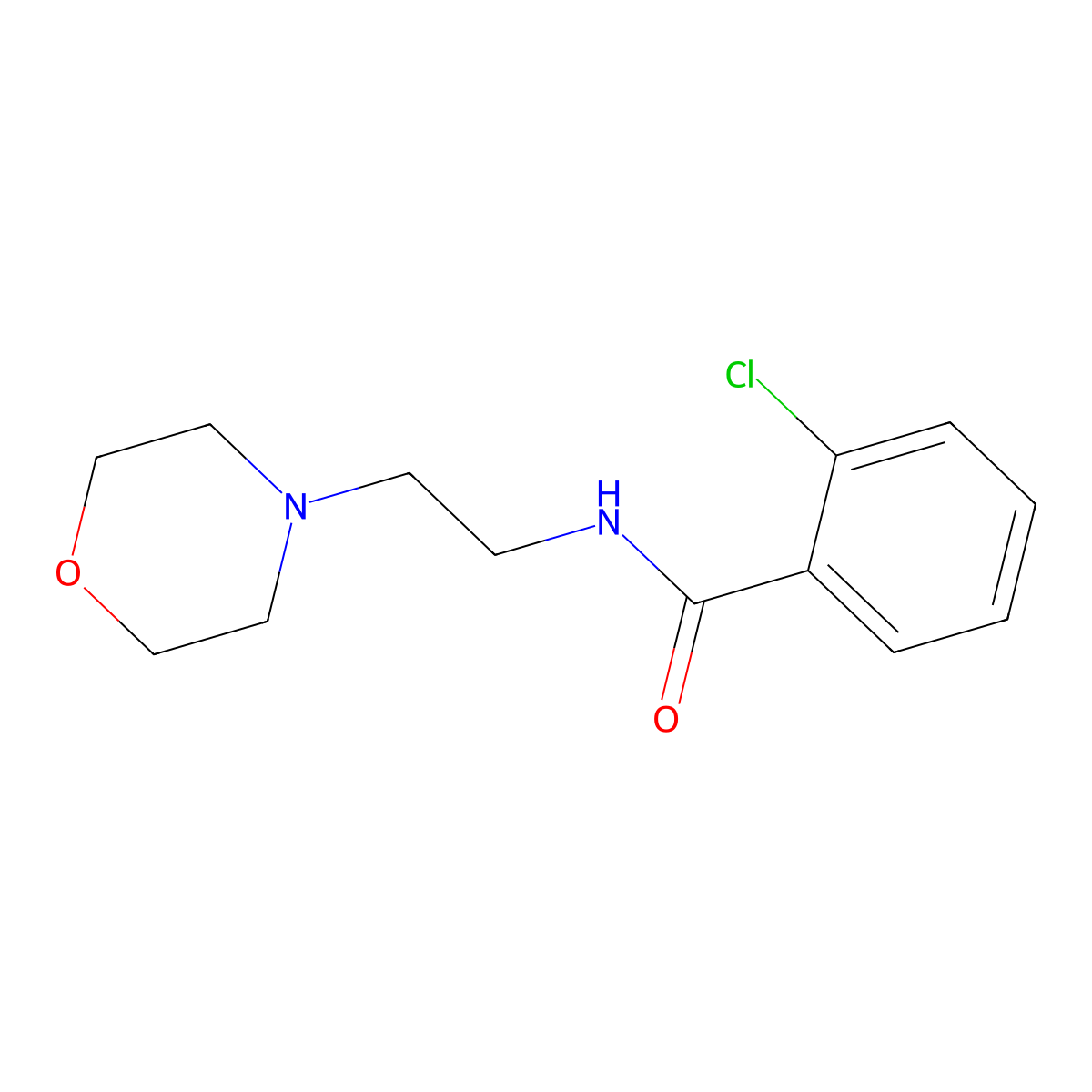 2-chloro-N-[2-(morpholin-4-yl)ethyl]benzamide molecular structure, CAS 105533-40-2