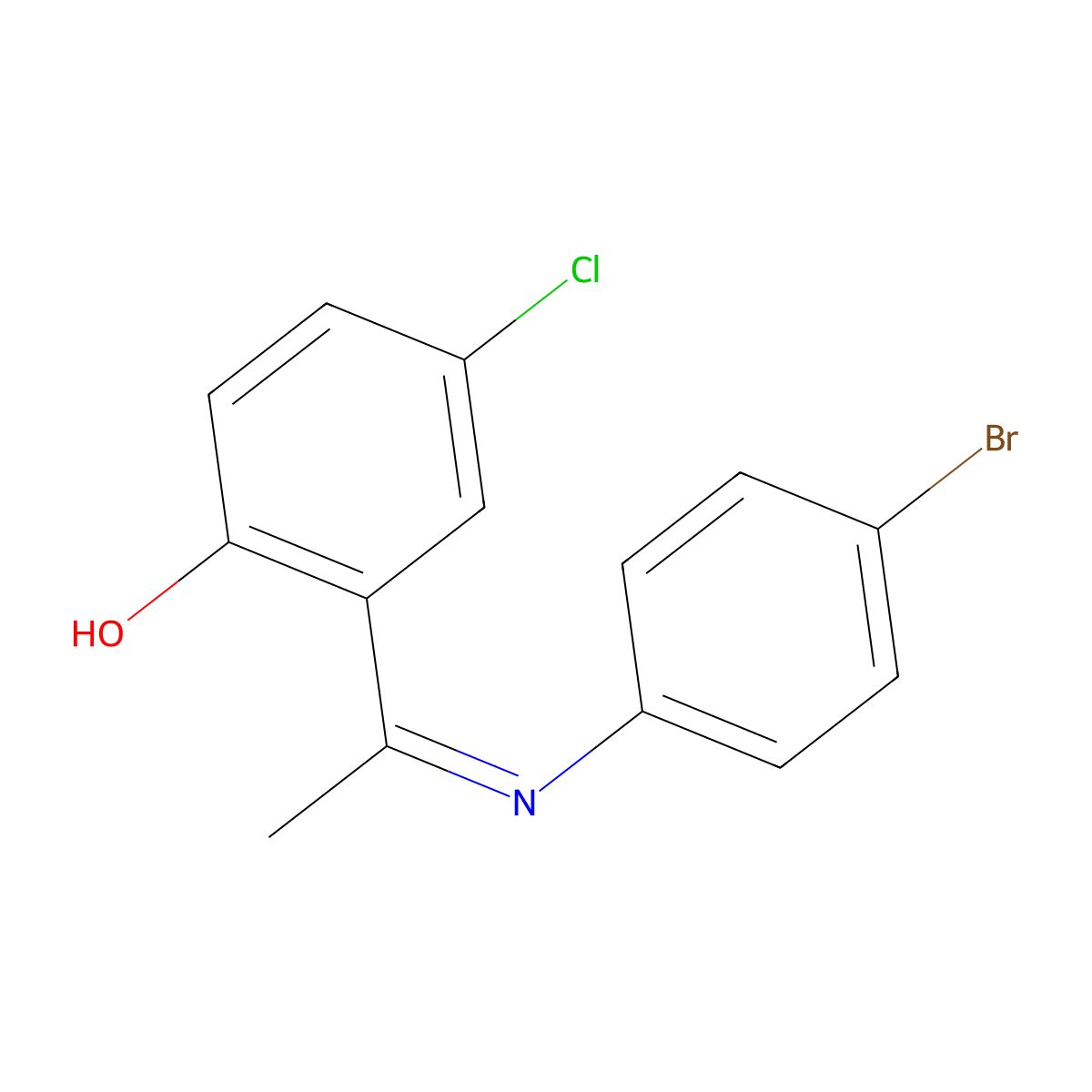 2-(1-((4-Bromophenyl)imino)ethyl)-4-chlorophenol molecular structure, CAS 105533-45-7