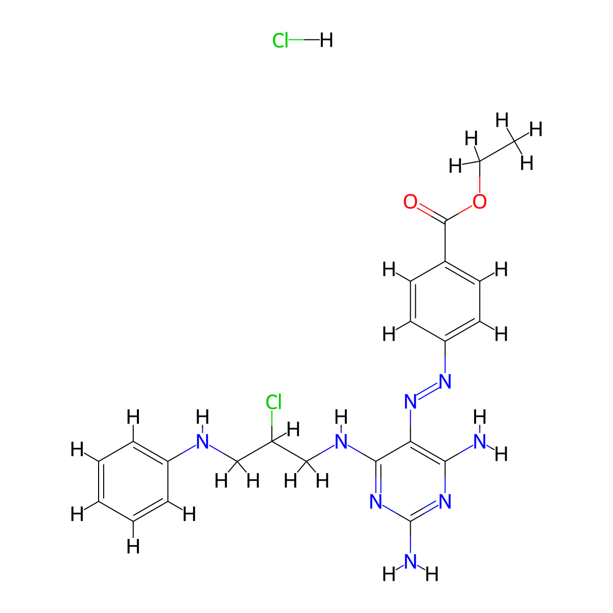 Benzoic acid, 4-((2,4-diamino-6-(3-anilino-2-chloro)propylamino)pyrimidin-5-yl)azo-, ethyl ester, hydrochloride molecular structure, CAS 10554-09-3