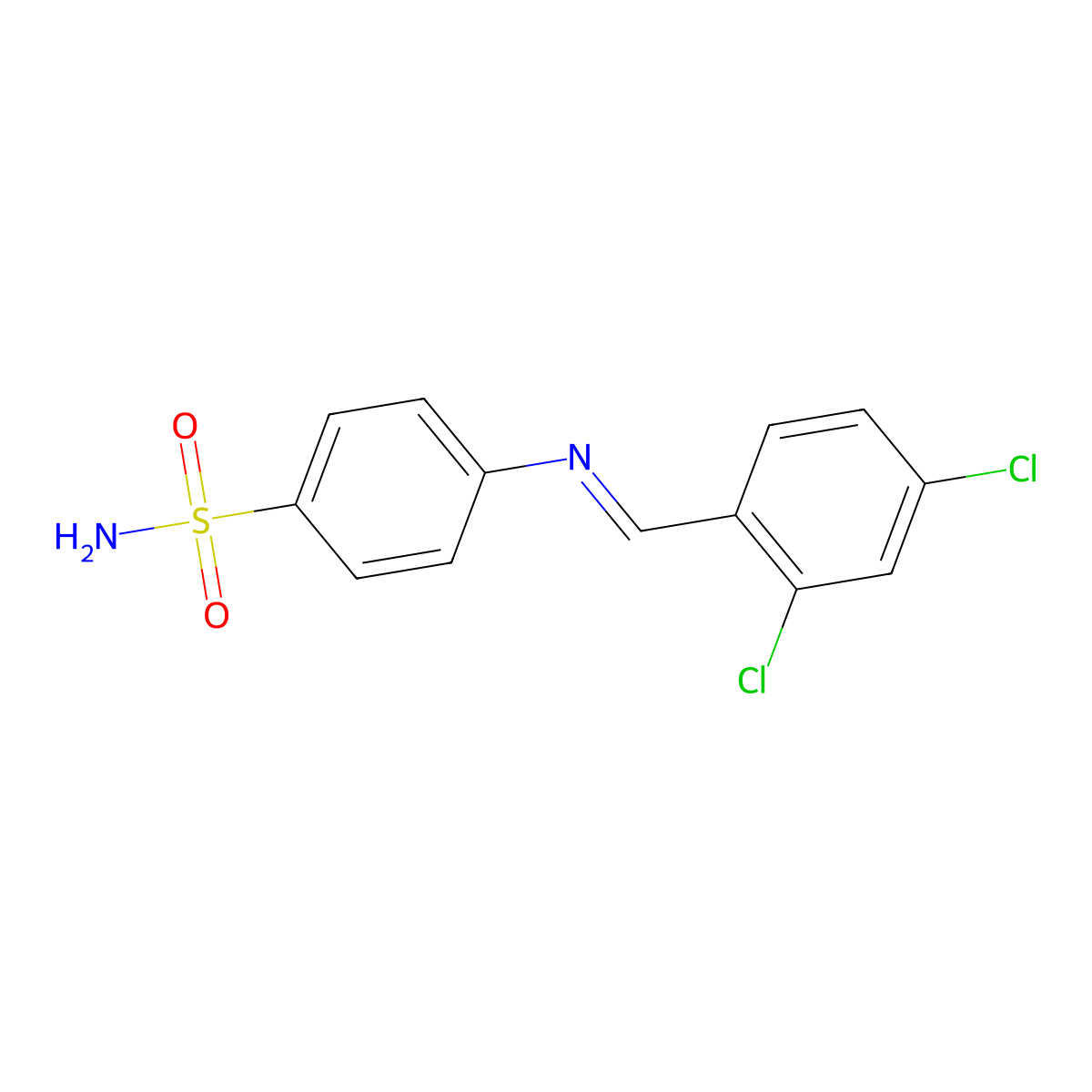 4-[(2,4-Dichlorobenzylidene)amino]benzenesulfonamide molecular structure, CAS 105541-01-3