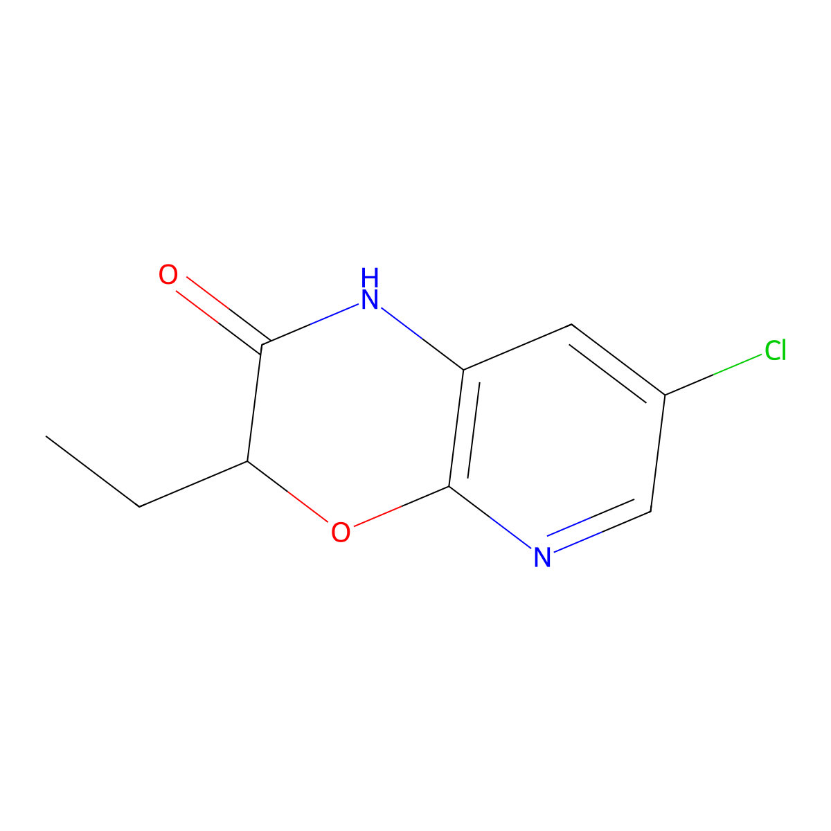 7-Chloro-3-ethyl-1H-pyrido[2,3-b][1,4]oxazin-2(3H)-one molecular structure, CAS 105544-35-2