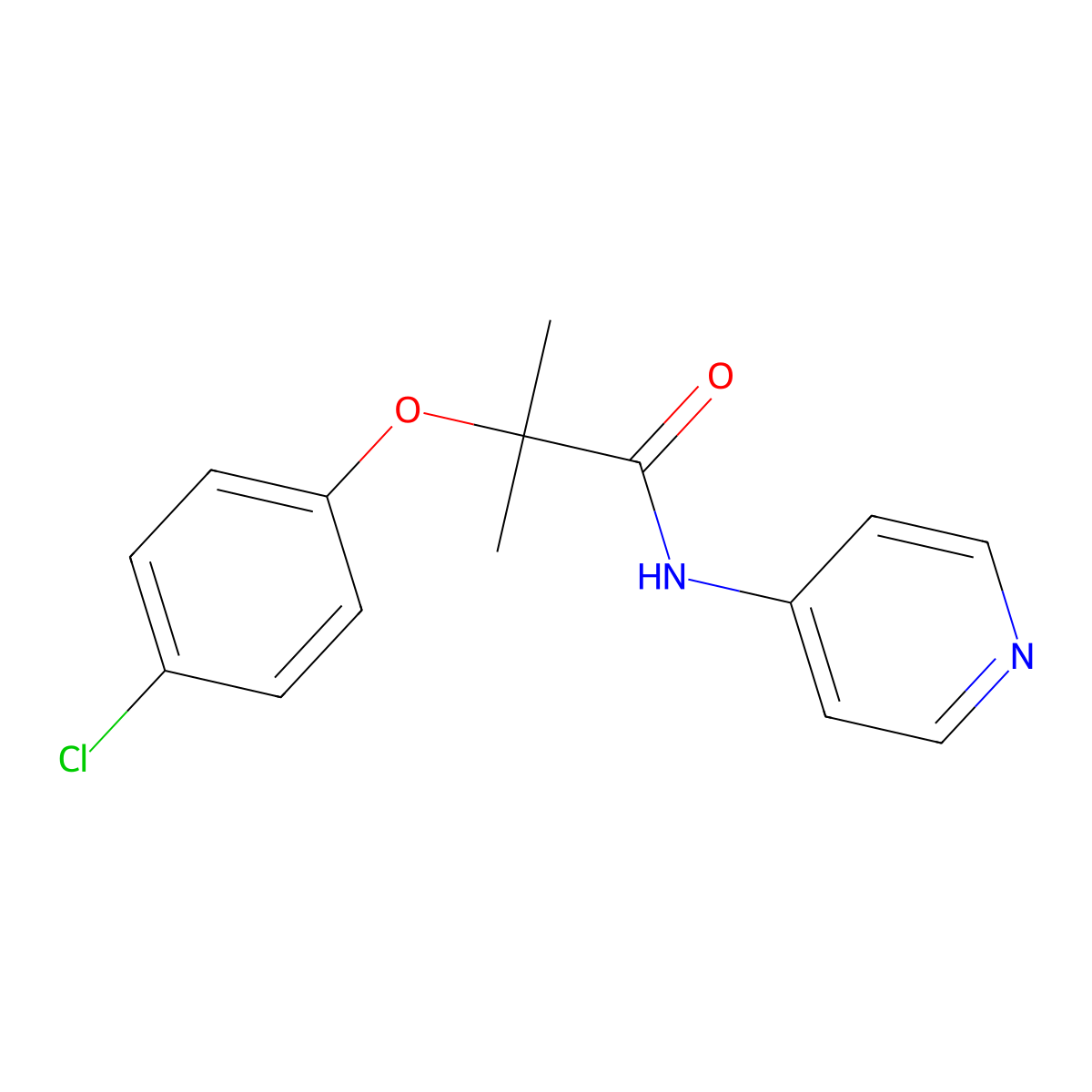 2-(4-chlorophenoxy)-2-methyl-N-pyridin-4-ylpropanamide molecular structure, CAS 105549-71-1