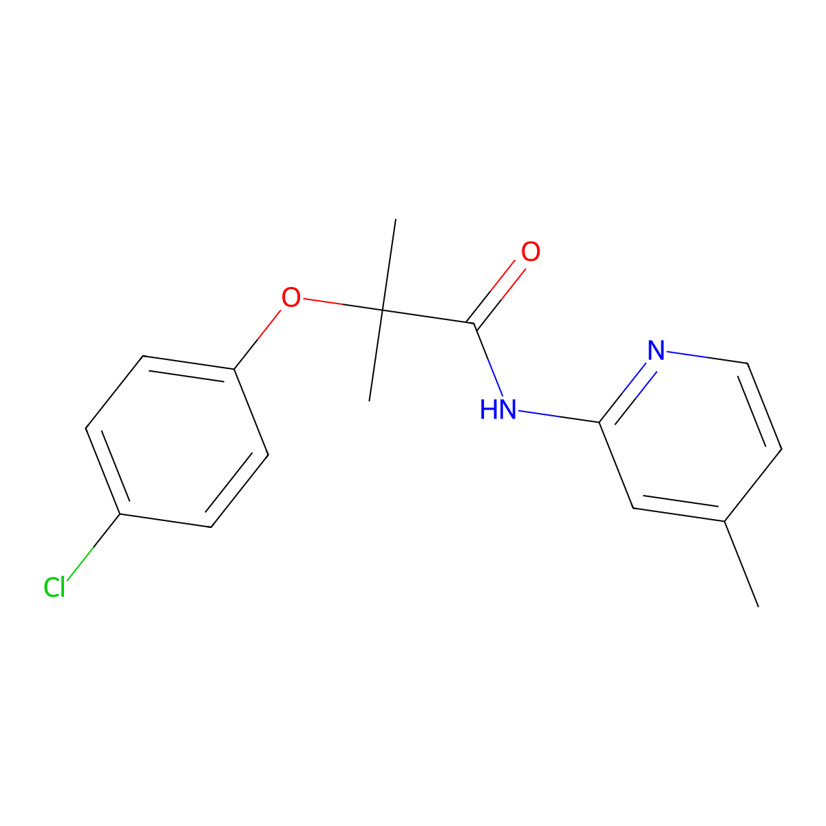 2-(4-chlorophenoxy)-2-methyl-N-(4-methylpyridin-2-yl)propanamide molecular structure, CAS 105549-73-3