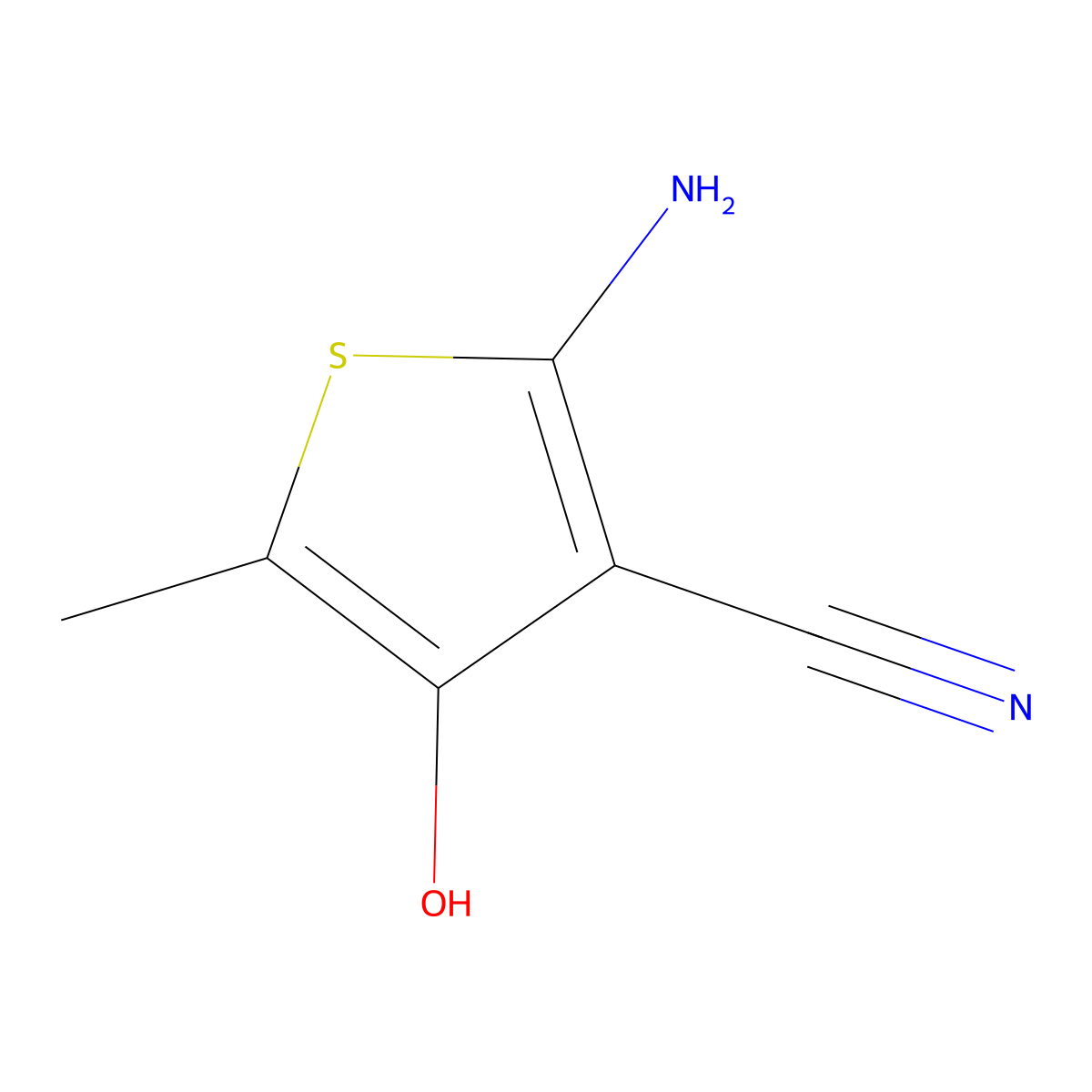 2-Amino-4-hydroxy-5-methylthiophene-3-carbonitrile molecular structure, CAS 105558-73-4