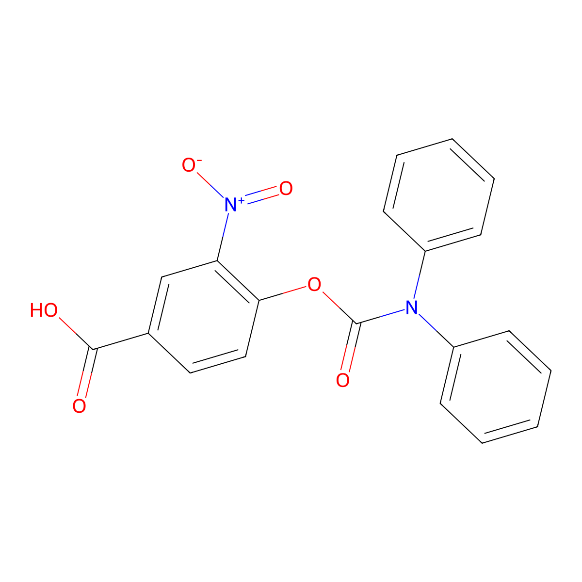 2-nitro-4-carboxyphenyl-N,N-diphenylcarbamate molecular structure, CAS 10556-88-4