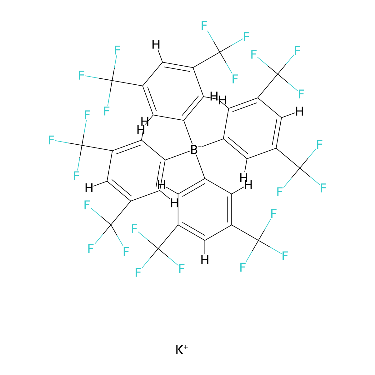 Potassium tetrakis[3,5-bis(trifluoromethyl)phenyl]borate , KBArF molecular structure, CAS 105560-52-9