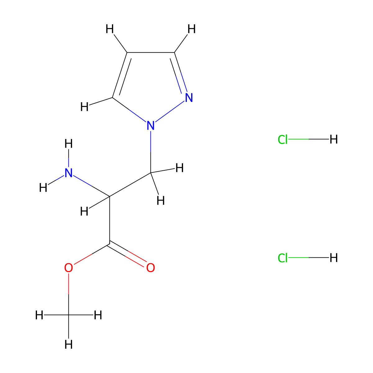 methyl 2-amino-3-(1H-pyrazol-1-yl)propanoate dihydrochloride molecular structure, CAS 105560-99-4