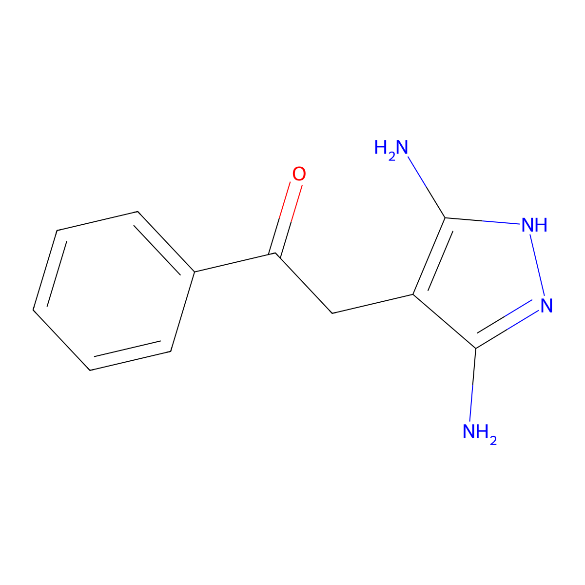 Ethanone, 2-(3,5-diamino-1H-pyrazol-4-yl)-1-phenyl- molecular structure, CAS 105576-67-8