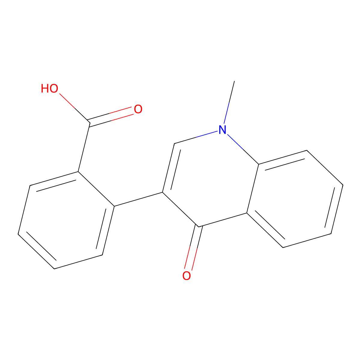 2-(1-Methyl-4-oxo-1,4-dihydro-3-quinolinyl)benzenecarboxylic acid molecular structure, CAS 105576-79-2