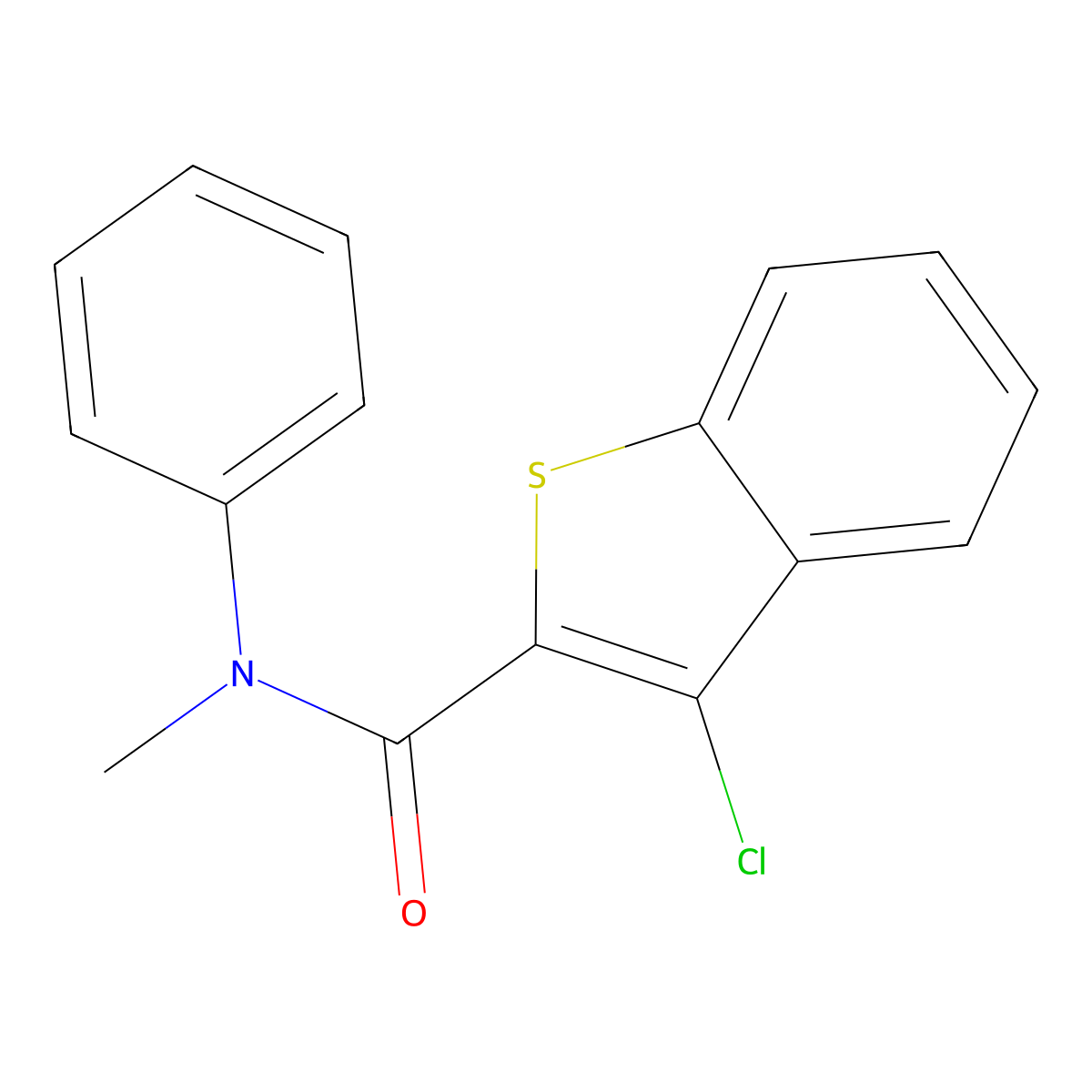 3-chloro-N-methyl-N-phenyl-1-benzothiophene-2-carboxamide molecular structure, CAS 105577-05-7