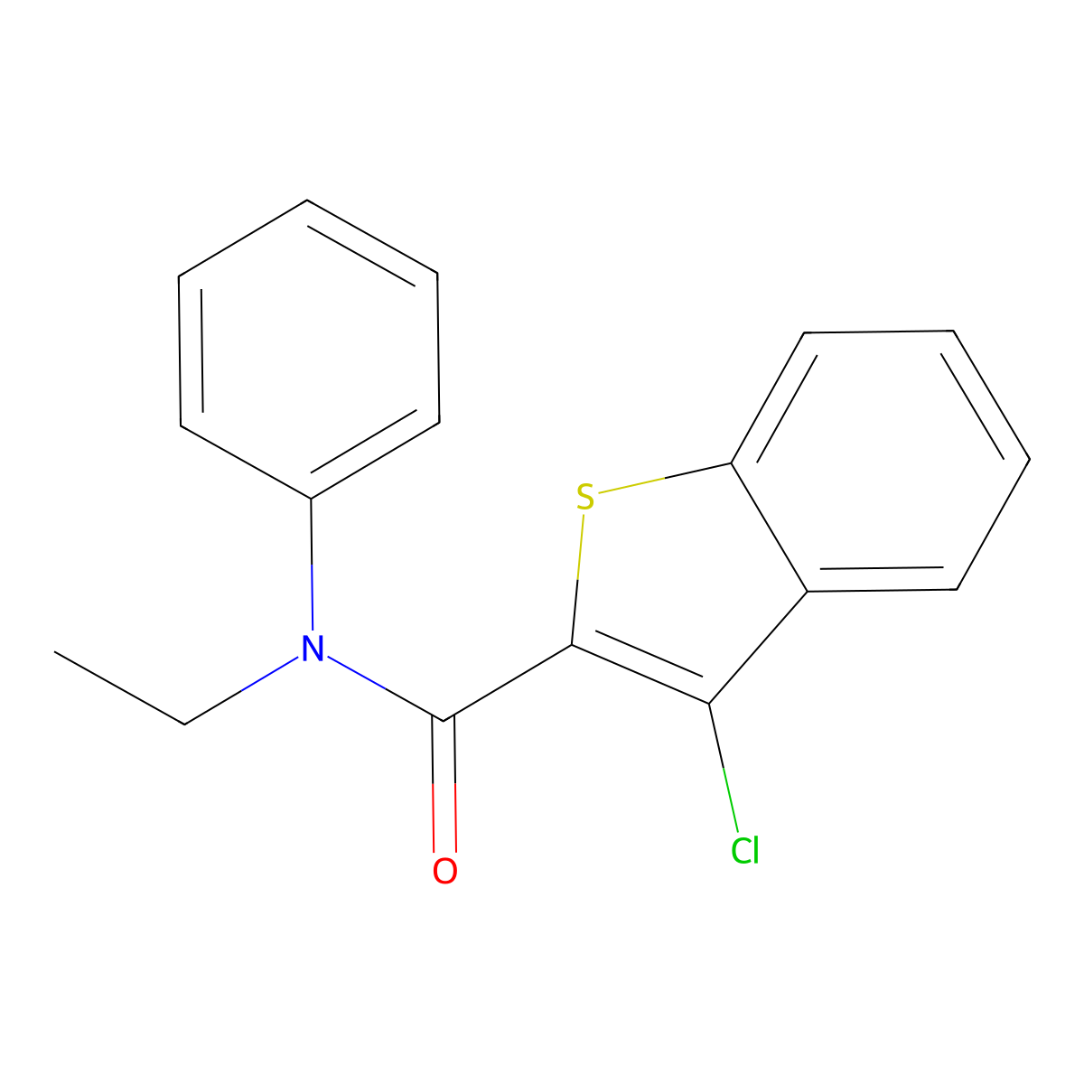 3-chloro-N-ethyl-N-phenyl-1-benzothiophene-2-carboxamide molecular structure, CAS 105577-06-8