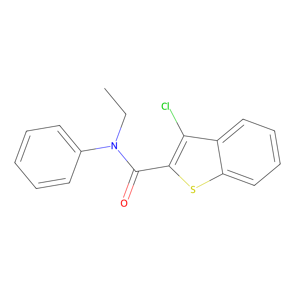 3-chloro-N-ethyl-N-phenyl-1-benzothiophene-2-carboxamide molecular structure, CAS 105577-06-8