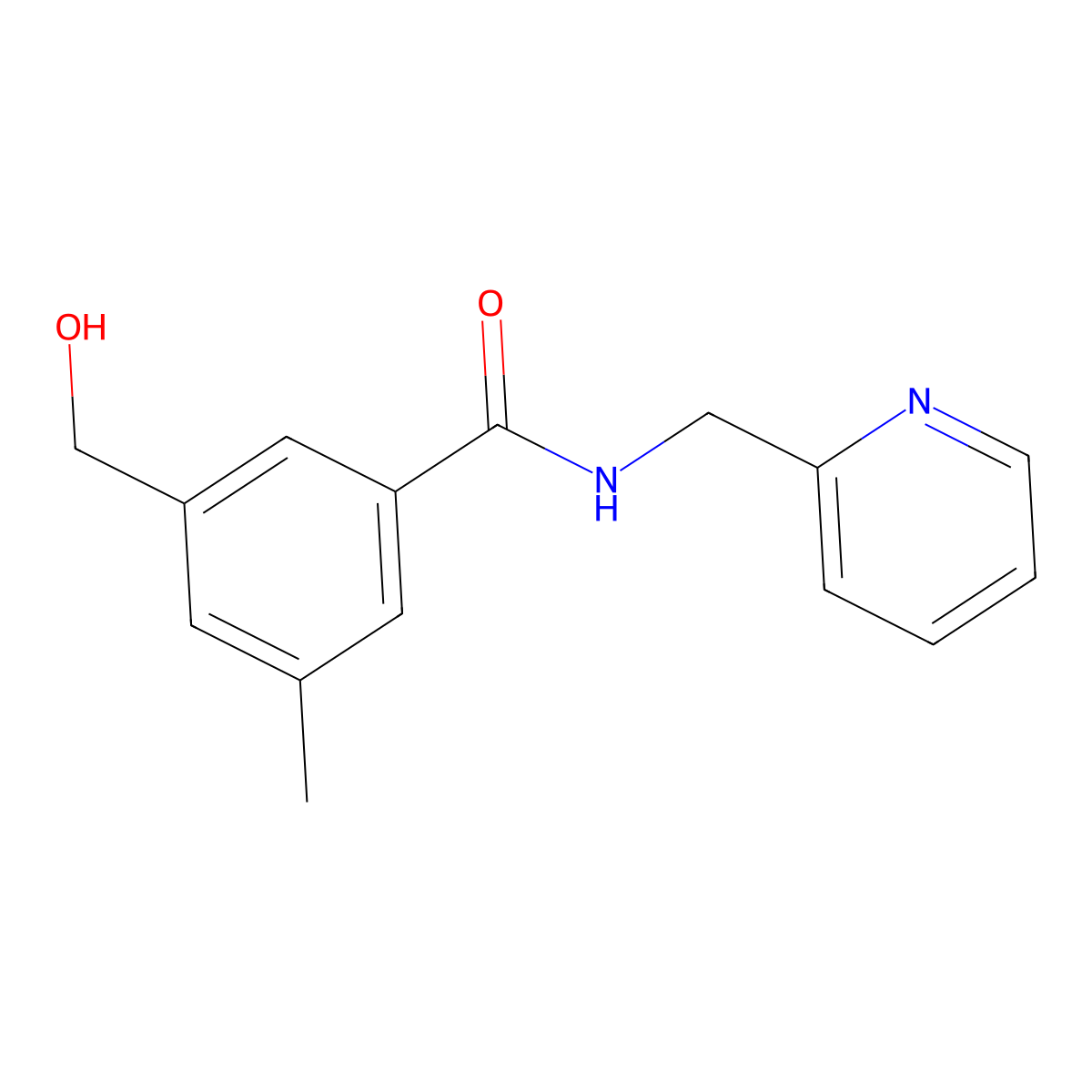 3-(Hydroxymethyl)-5-methyl-N-(2-pyridinylmethyl)benzamide molecular structure, CAS 105578-24-3