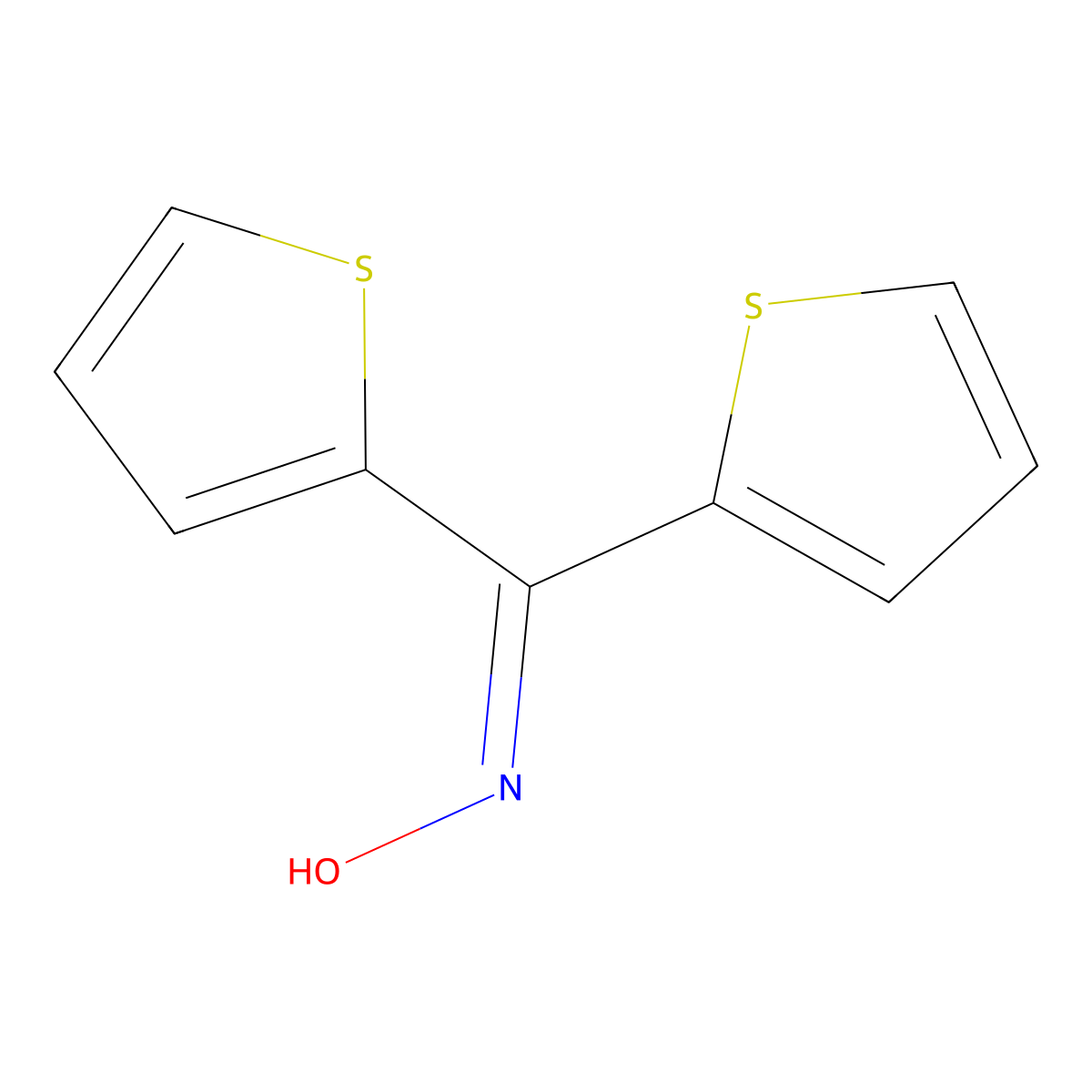 Di(thiophen-2-yl)methanone oxime molecular structure, CAS 10558-44-8