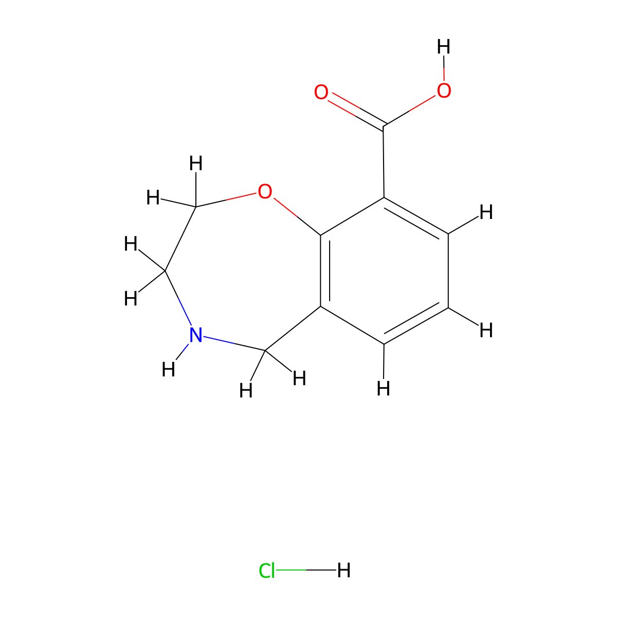 2,3,4,5-Tetrahydro-1,4-benzoxazepine-9-carboxylic acid hydrochloride molecular structure, CAS 1055879-22-5