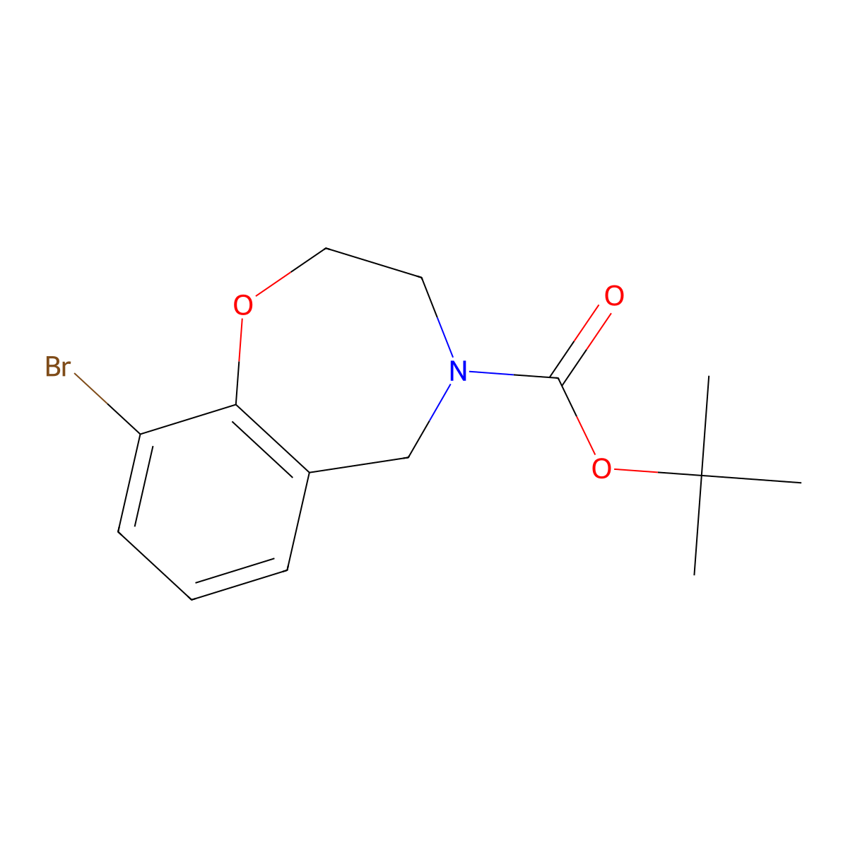 Tert-butyl 9-bromo-2,3-dihydrobenzo[F][1,4]oxazepine-4(5H)-carboxylate molecular structure, CAS 1055880-27-7