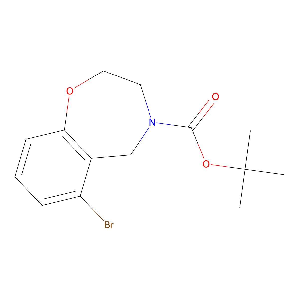 Tert-butyl 6-bromo-2,3,4,5-tetrahydro-1,4-benzoxazepine-4-carboxylate molecular structure, CAS 1055880-57-3