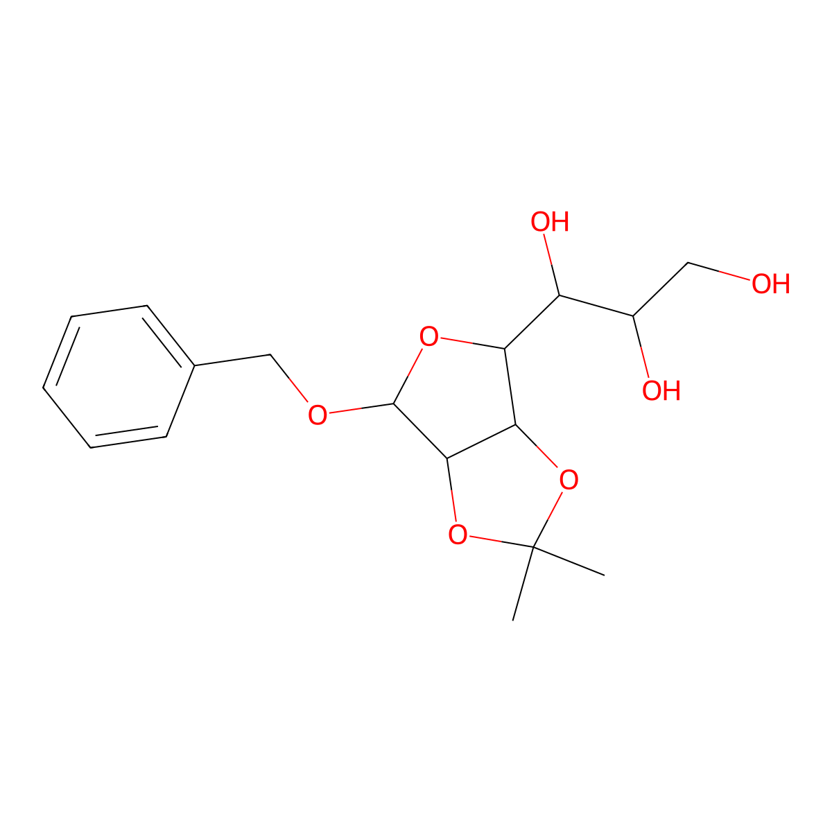 Benzyl 2,3-O-Isopropylidene-L-glycero-a-D-mannoheptofuranoside molecular structure, CAS 105592-29-8