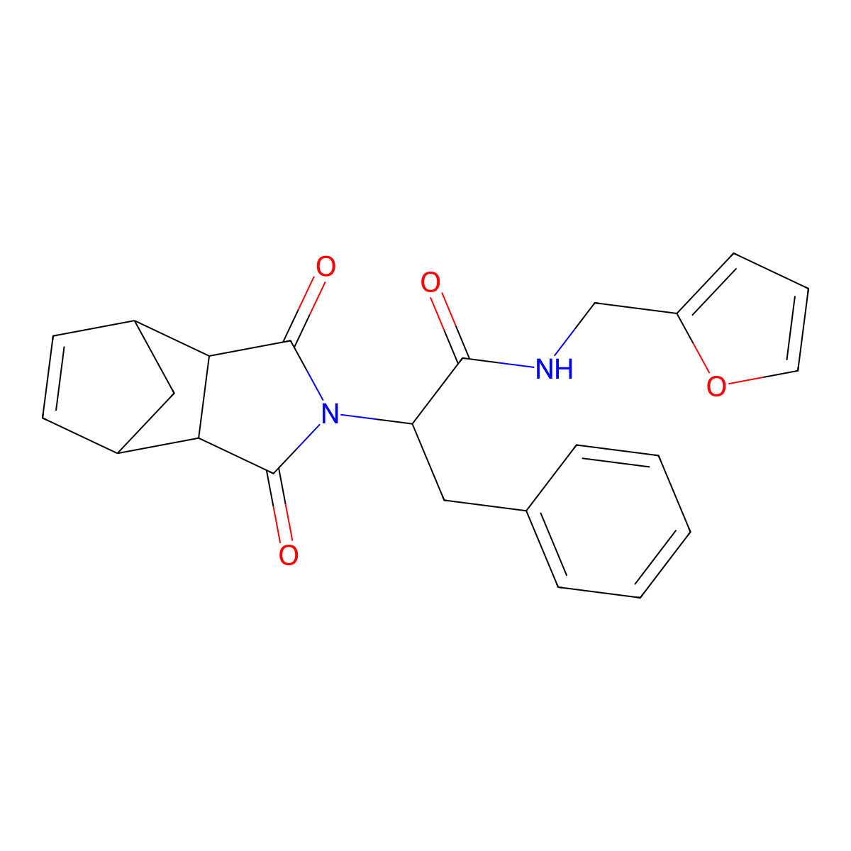 2-(1,3-dioxo-1,3,3a,4,7,7a-hexahydro-2H-4,7-methanoisoindol-2-yl)-N-(furan-2-ylmethyl)-3-phenylpropanamide molecular structure, CAS 1055947-66-4
