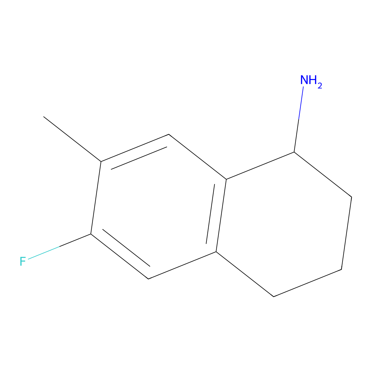 (R)-6-Fluoro-7-methyl-1,2,3,4-tetrahydronaphthalen-1-amine molecular structure, CAS 1055949-64-8