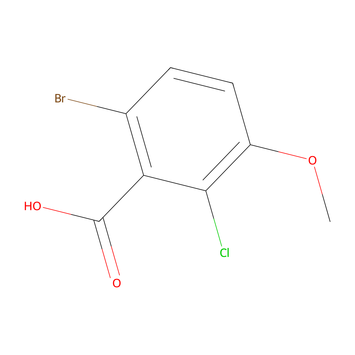 6-Bromo-2-chloro-3-methoxybenzoic acid molecular structure, CAS 1055968-54-1