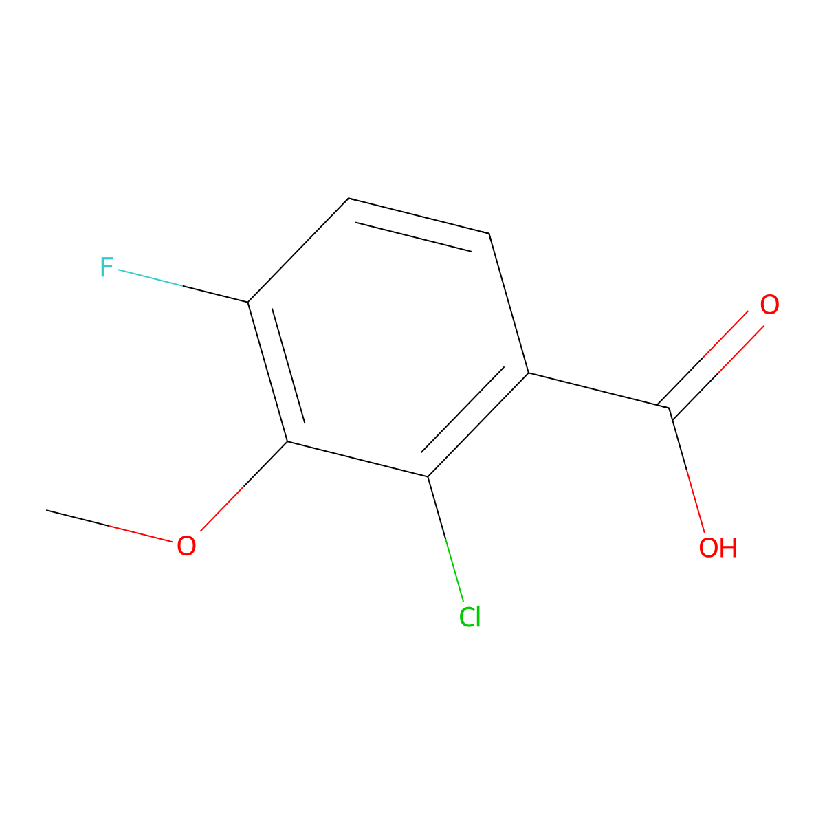 2-Chloro-4-fluoro-3-methoxybenzoic acid molecular structure, CAS 1055968-55-2