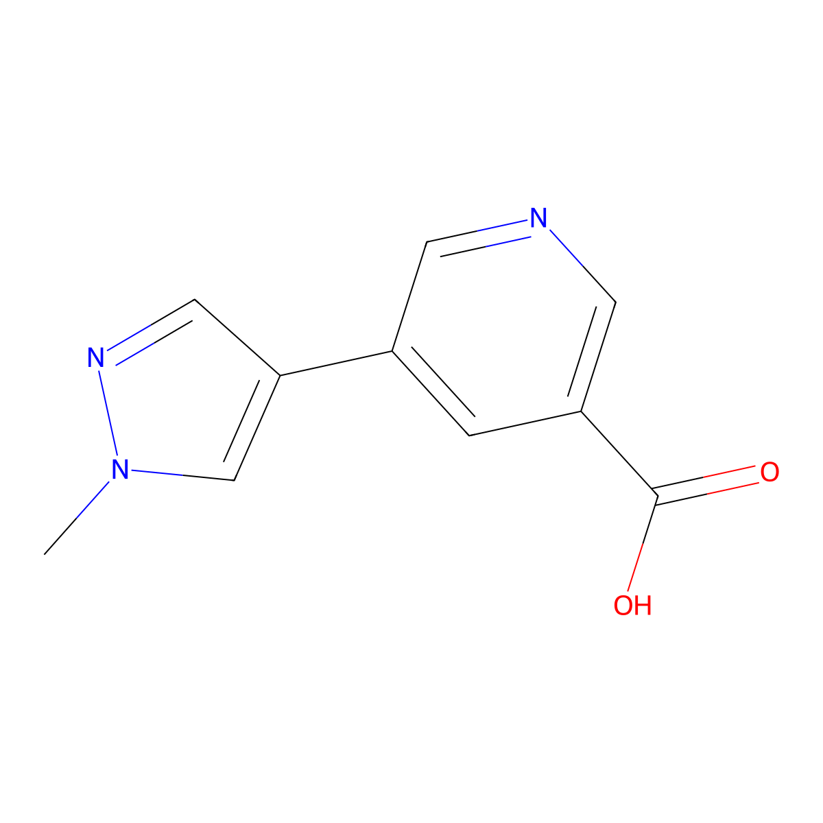 5-(1-methyl-1H-pyrazol-4-yl)pyridine-3-carboxylic acid molecular structure, CAS 1055971-67-9