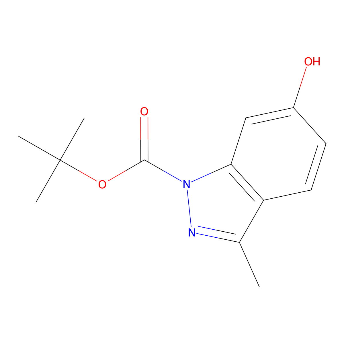 tert-Butyl 6-hydroxy-3-methyl-1H-indazole-1-carboxylate molecular structure, CAS 1055974-00-9