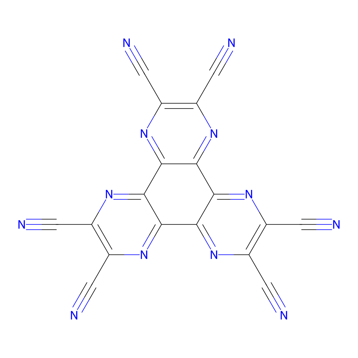 Dipyrazino[2,3-f:2',3'-h]quinoxaline-2,3,6,7,10,11-hexacarbonitrile molecular structure, CAS 105598-27-4