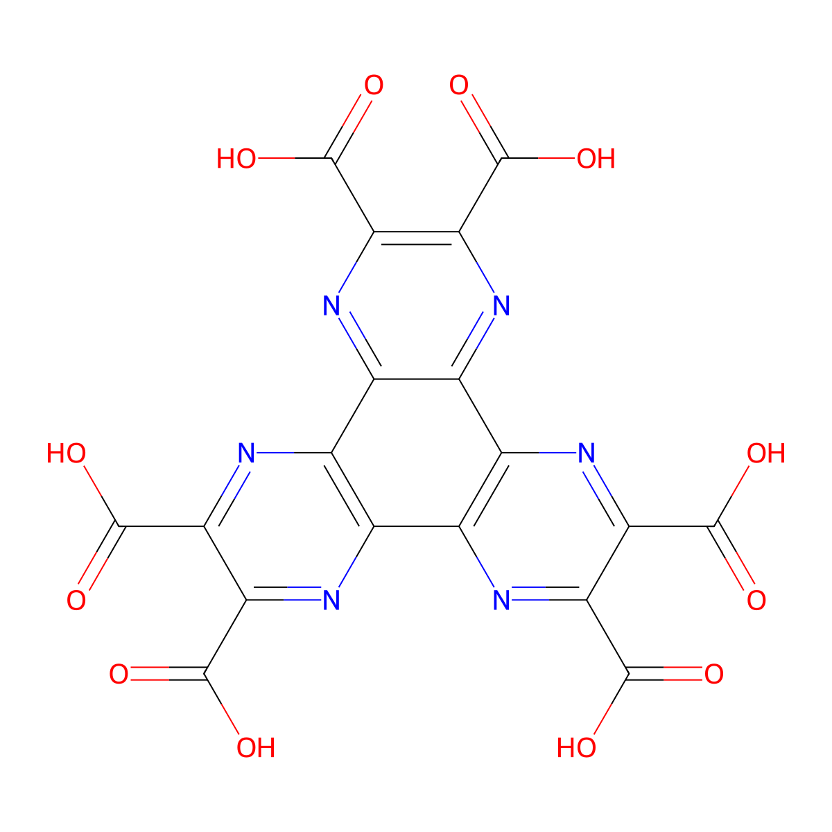 Dipyrazino[2,3-f:2',3'-h]quinoxaline-2,3,6,7,10,11-hexacarboxylic acid molecular structure, CAS 105598-29-6