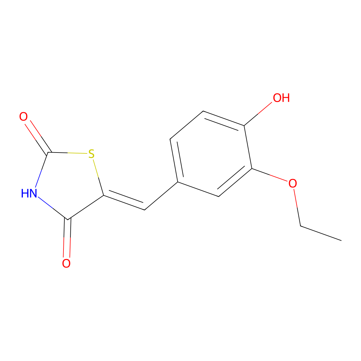 (5Z)-5-(3-Ethoxy-4-hydroxybenzylidene)-1,3-thiazolidine-2,4-dione molecular structure, CAS 1055980-74-9