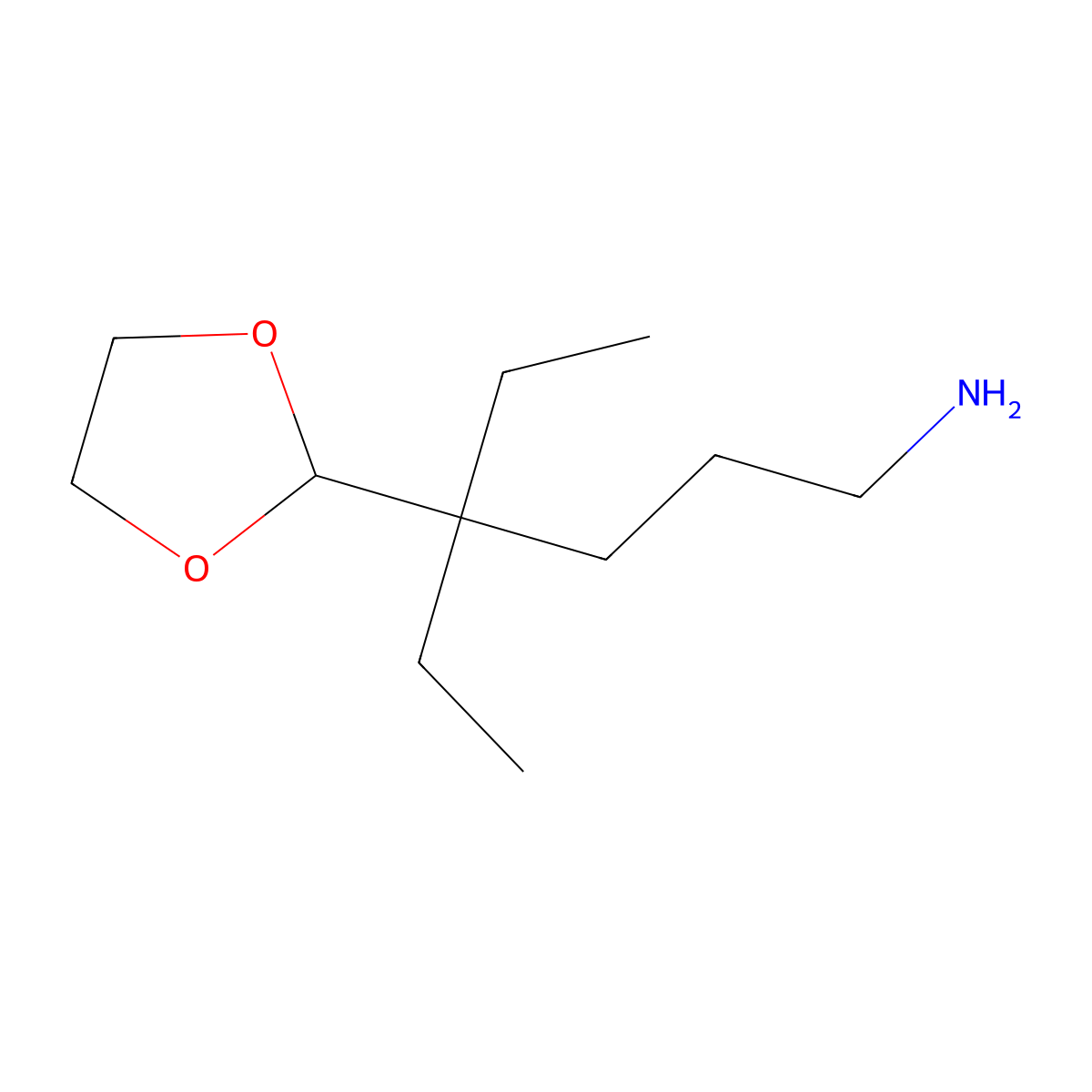 4-(1,3-Dioxolan-2-yl)-4-ethylhexan-1-amine molecular structure, CAS 105599-58-4