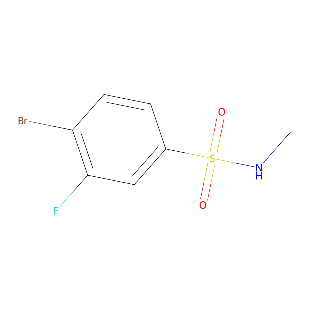 4-bromo-3-fluoro-N-methylbenzenesulfonamide molecular structure, CAS 1055995-78-2