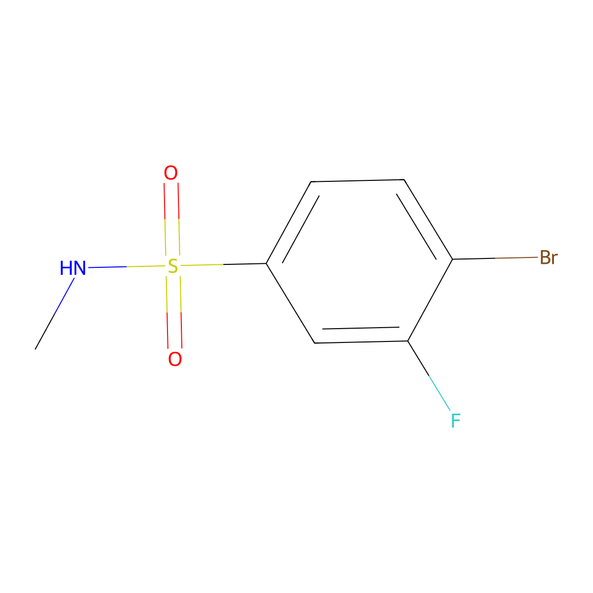 4-bromo-3-fluoro-N-methylbenzenesulfonamide molecular structure, CAS 1055995-78-2