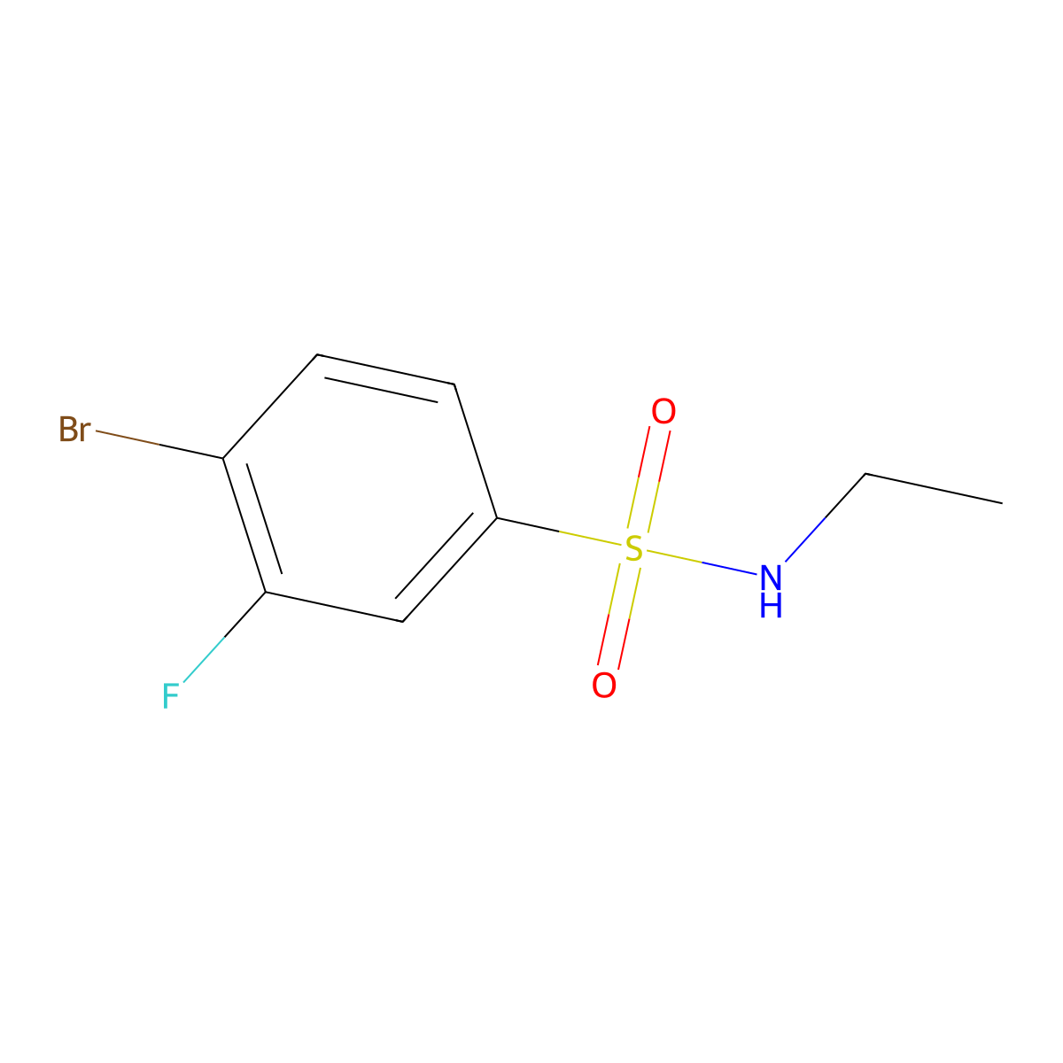 4-bromo-N-ethyl-3-fluorobenzenesulfonamide molecular structure, CAS 1055995-79-3