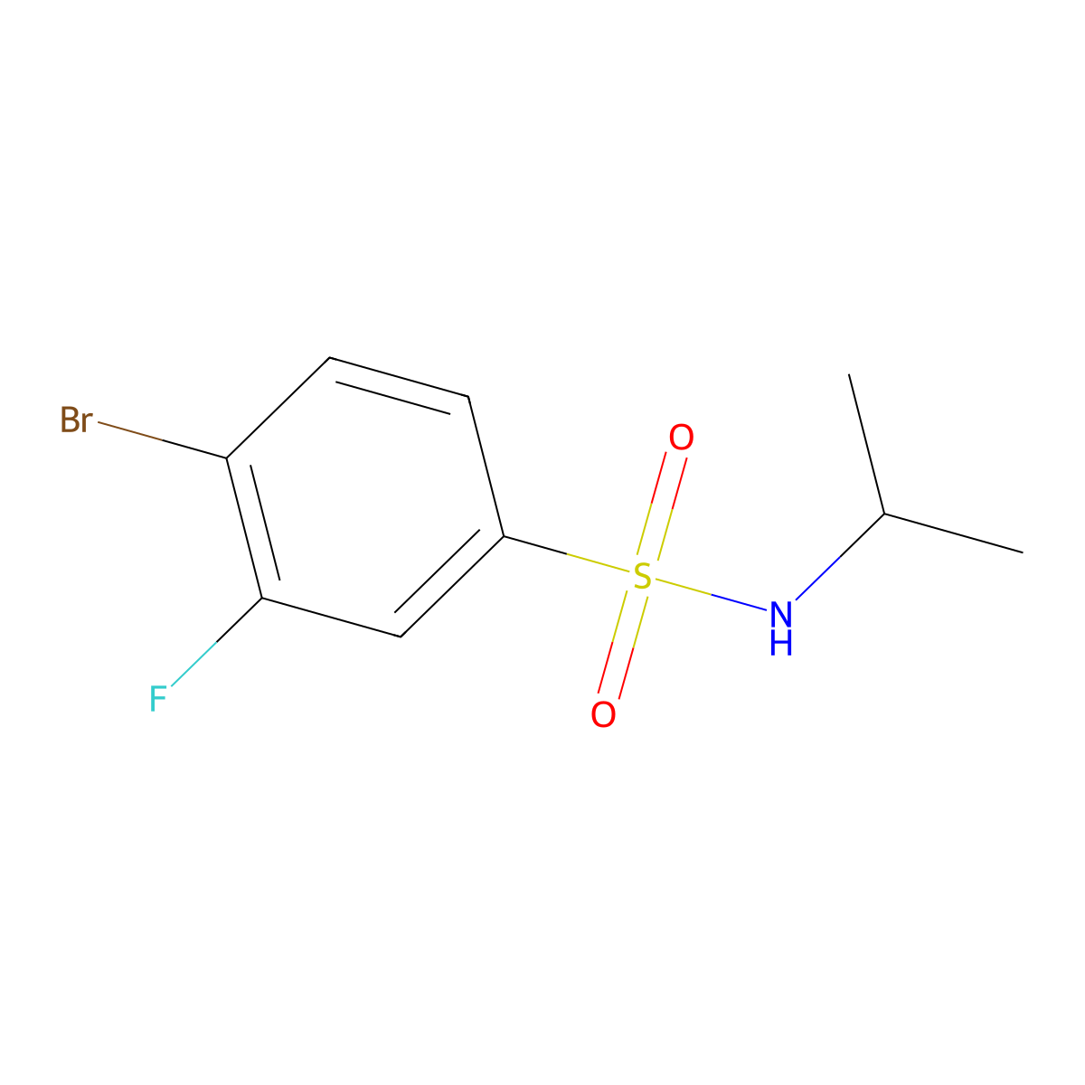 4-Bromo-3-fluoro-N-(propan-2-yl)benzene-1-sulfonamide molecular structure, CAS 1055995-81-7