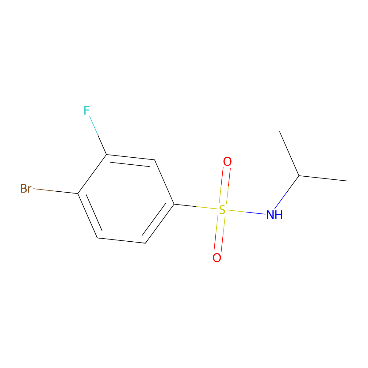 4-Bromo-3-fluoro-N-(propan-2-yl)benzene-1-sulfonamide molecular structure, CAS 1055995-81-7