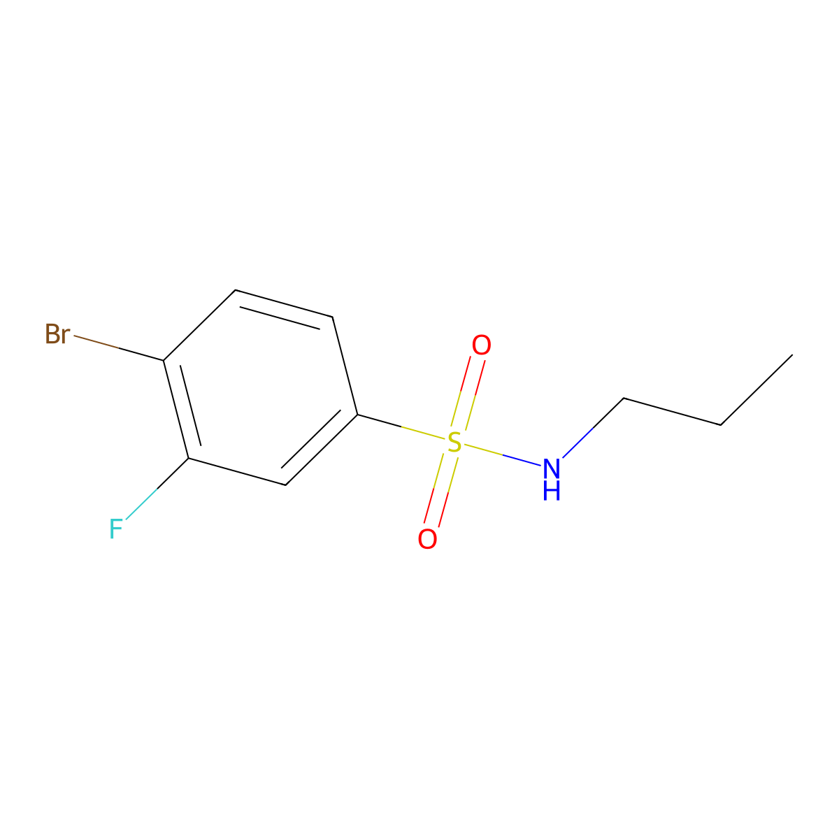 4-bromo-3-fluoro-N-propylbenzenesulfonamide molecular structure, CAS 1055995-82-8
